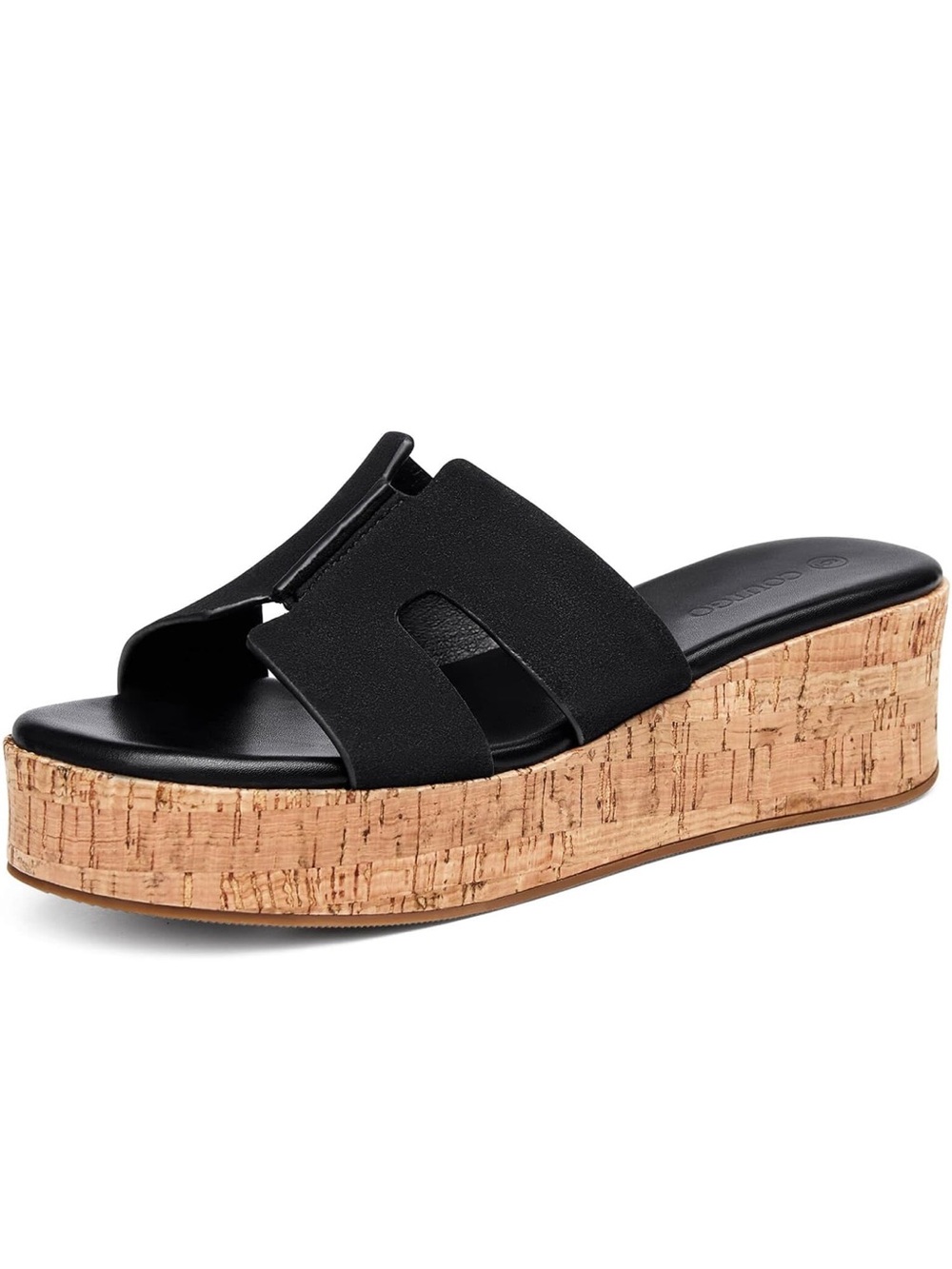 Black Cork Platform Slide Sandal - Women